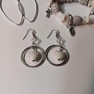 STERLING SILVER THICK CHAIN, BRACELET AND EARRINGS
