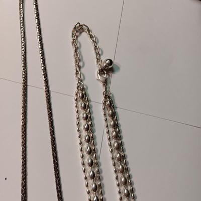 2 STERLING SILVER CHAINS AND 2 SILVER-TONE CHAINS