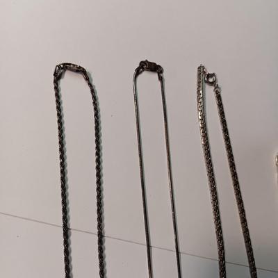 2 STERLING SILVER CHAINS AND 2 SILVER-TONE CHAINS