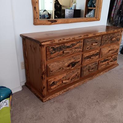 GORGEOUS 9 DOVETAILED DRAWER PINE LOG DRESSER