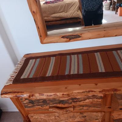 GORGEOUS 9 DOVETAILED DRAWER PINE LOG DRESSER