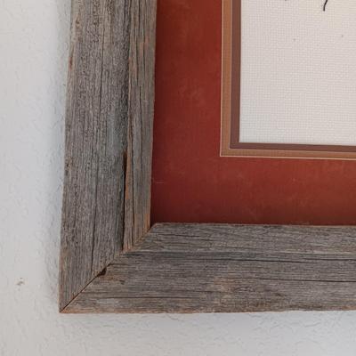 HANDCRAFTED NEEDLEPOINT WALL HANGINGS IN BARN WOOD FRAMES