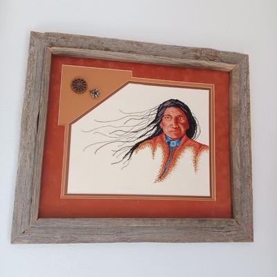 HANDCRAFTED NEEDLEPOINT WALL HANGINGS IN BARN WOOD FRAMES