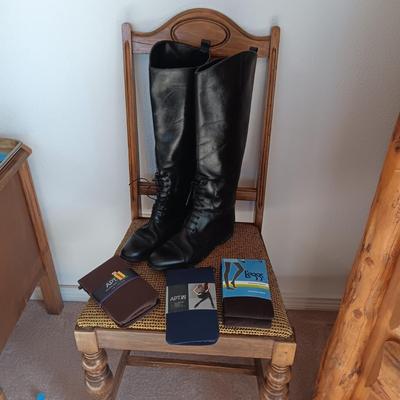 LADIES TALL BLACK LEATHER BOOTS AND LEGGINGS SIZE 11 MADE IN ITALY
