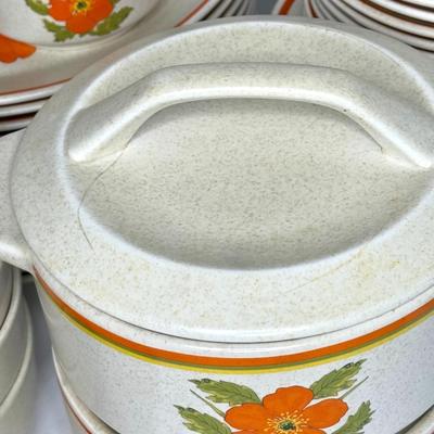 Vintage Temper Ware by Lenox Dish Set - Fire Flower Pattern
