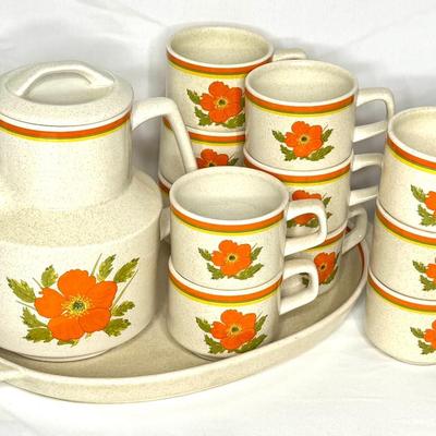 Vintage Temper Ware by Lenox Dish Set - Fire Flower Pattern