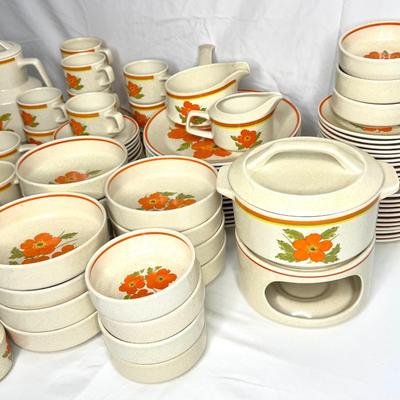 Vintage Temper Ware by Lenox Dish Set - Fire Flower Pattern