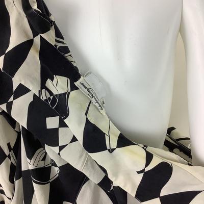 386 FERRAEGAMO Monochrome Shoe Printed Silk Shirt Size M