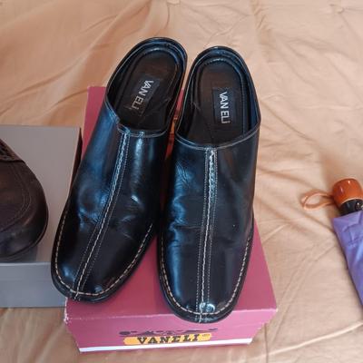 1 NEW VANELI SPORT AND ANOTHER PAIR OF VANELI SHOES, TIGHTS AND UMBRELLAS