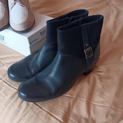 LIKE NEW MUNRO AND CLARKS SHORT BOOTS AND SHOES