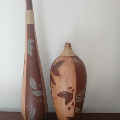 Two tall ceramic decorative vases