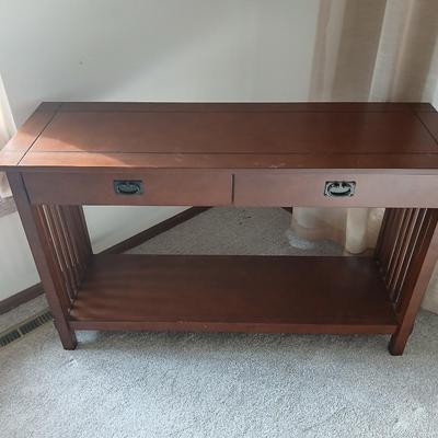 Mission style console /entry way sofa table with two drawers