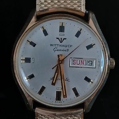 Vintage WITTNAUER men's automatic watch day/date D11KAS/2 17Jewels Swiss 1970s with paperwork