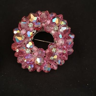 Stunning Vintage MCM Brooch pin with matching earrings clip-on Jewelry