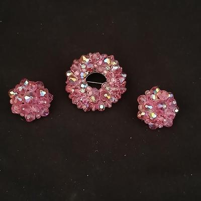 Stunning Vintage MCM Brooch pin with matching earrings clip-on Jewelry
