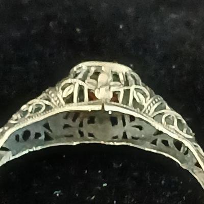 Southwestern style - Art Deco 14K White Gold Filigree Women's Ring