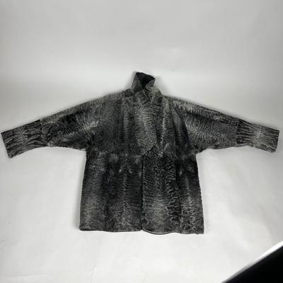 390 Grey Astrakhan Persian Fur Leather Coat