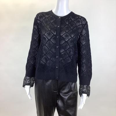 391 ST. JOHN Sport Black Cardigan Sweater Size XL