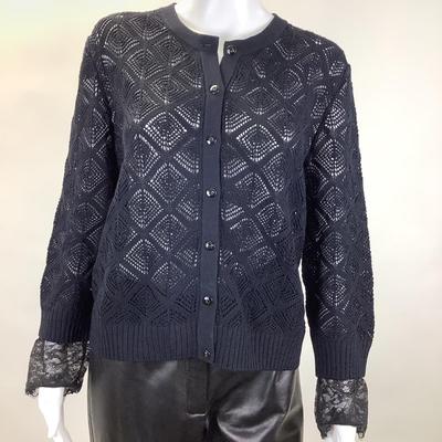 391 ST. JOHN Sport Black Cardigan Sweater Size XL