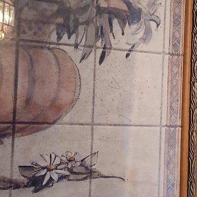 Italian inspired wood frame with gold accent wall art