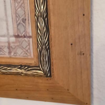 Italian inspired wood frame with gold accent wall art