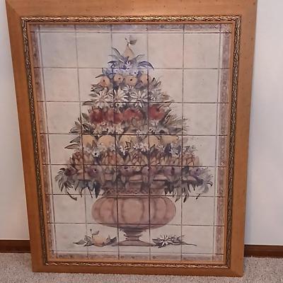 Italian inspired wood frame with gold accent wall art