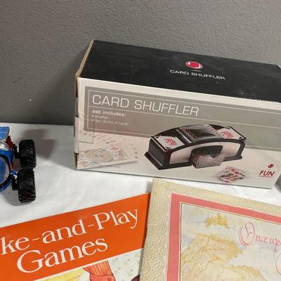 Card shuffler, Spider-Man car & workbooks