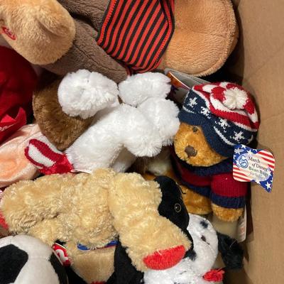 Box of misc stuffed animals