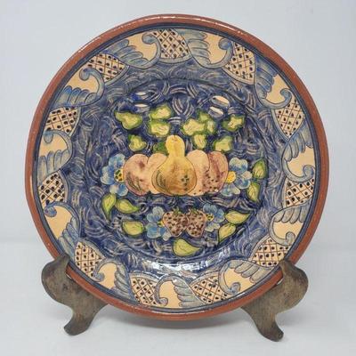 Handpainted Terracotta Glazed Fruit Plate Redondo Portugal