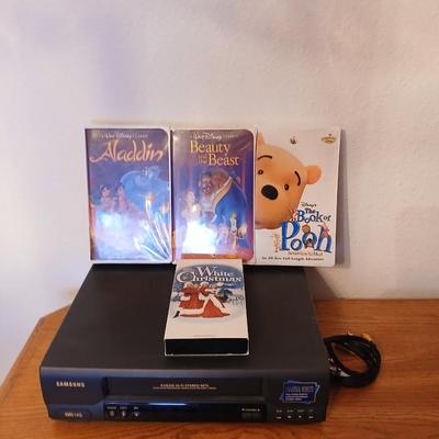 Samsung VHS Player with Disney VHS tapes & others