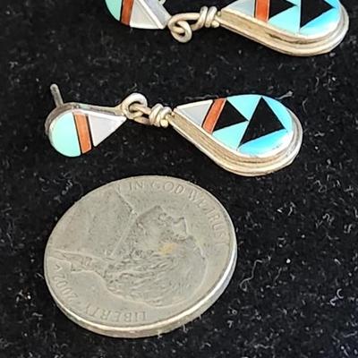 Zuni Inlaid Pierced Earrings