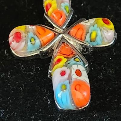 Millefiori Murano glass Cross Necklace