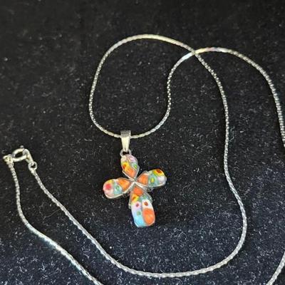 Millefiori Murano glass Cross Necklace