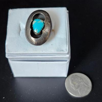 Shadow box turquoise ring