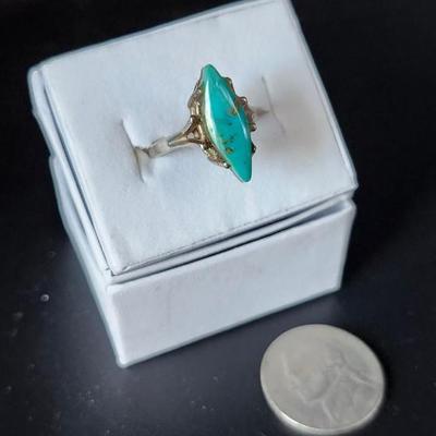 Marquis Cut Turquoise Ring
