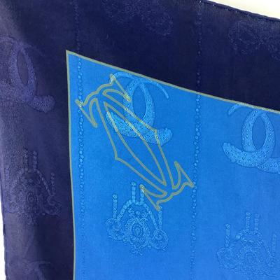 395 Vintage CARTIER Blue Silk Scarf