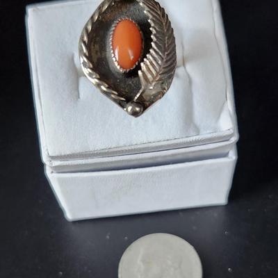 Rare vintage Navajo Natural Coral Ring