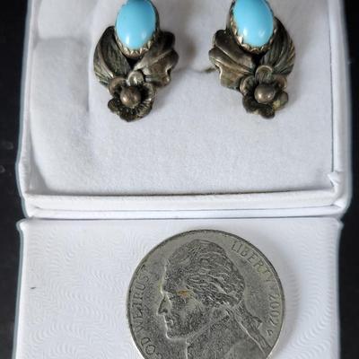 Sterling and Turquoise Stud Earrings