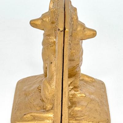 Set of Heavy Cast Iron German Shepard Book Ends