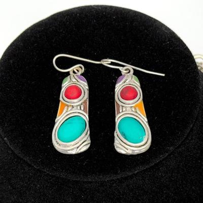 Multi-Colored Necklace with Matching Earring Set