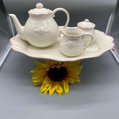 6 Piece Tea Set - Pink and Cream