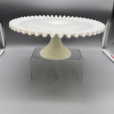Vintage Hobnail Ruffled Edge Cake Plate