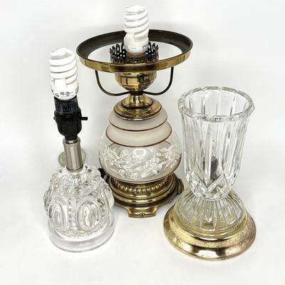 Lot of 3 Vintage Glass Lamps