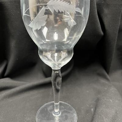 12 Etched Wine Glasses