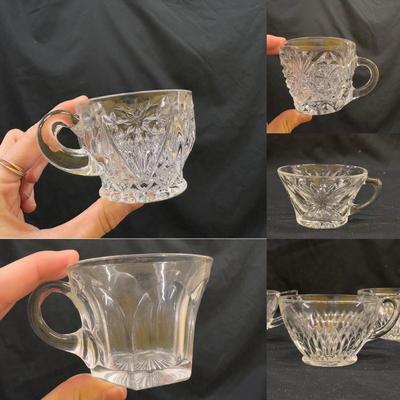 Several Glass Tea Cups and Small Plates (1050-DZ)
