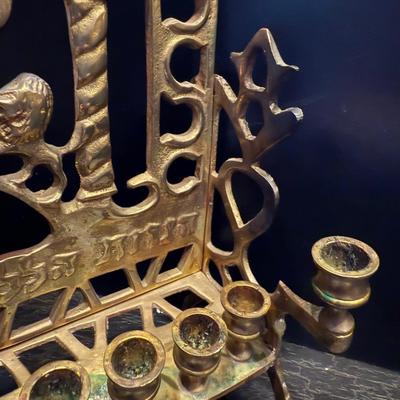 Antique Brass Polish Menorah Hanukkah Lamp Hanukkiyot