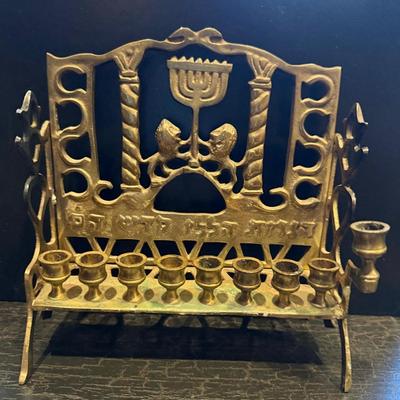 Antique Brass Polish Menorah Hanukkah Lamp Hanukkiyot