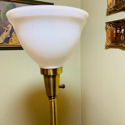 LOT:28: Set of 2 Mid Century Stiffel Table Lamps with Glass Torchiere Shade