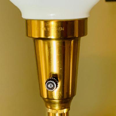 LOT:28: Set of 2 Mid Century Stiffel Table Lamps with Glass Torchiere Shade