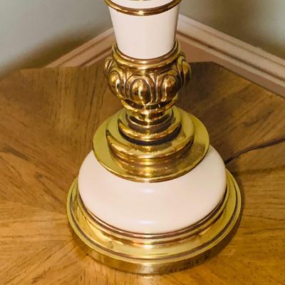 LOT:28: Set of 2 Mid Century Stiffel Table Lamps with Glass Torchiere Shade